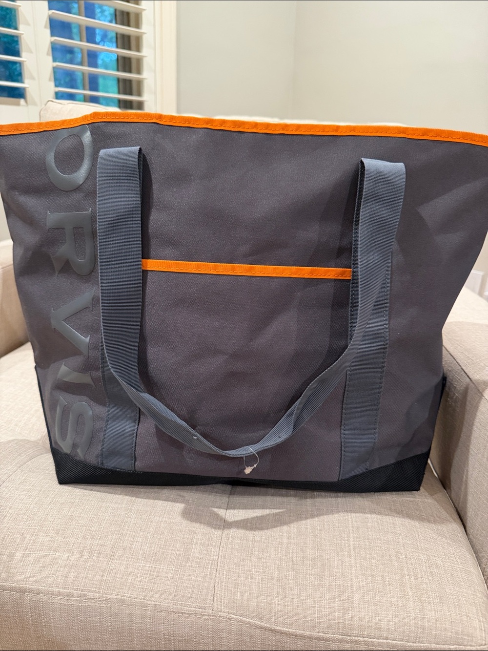 Orvis Adventure Tote Grey / Orange Nylon Zip